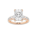2.54 ctw Radiant Lab-Grown Diamond Side Stone Engagement Ring in 14K Rose Gold for Women | Colorless D, VVS1 Clarity, IGI Certified 2.00 Ct Center Diamond