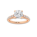1.91 ctw Cushion Lab-Grown Diamond Pave Engagement Ring in 14K Rose Gold for Women | D Color, VVS1 Clarity, IGI Certified 1.50 ct Center Diamond