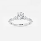 1.16 ctw Cushion Lab-Grown Diamond Marquise Side Stone Engagement Ring in Platinum for Women | Colorless E, VS1 Clarity, IGI Certified 0.75 ct Center Diamond