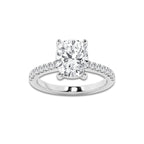 3.28 ctw Elongated Cushion Lab-Grown Diamond Hidden Halo Side Stone Engagement Ring in Platinum for Women | Colorless D, VVS1 Clarity, IGI Certified 3.00 ct Center Diamond