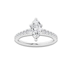 0.89 ctw Marquise Lab-Grown Diamond Pave Engagement Ring in 14K White Gold for Women | E Color, VS1 Clarity, IGI Certified 0.50 ct Center Diamond
