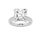 8.55 ctw Asscher Lab-Grown Diamond Pave Engagement Ring in Platinum for Women | E Color, VS1 Clarity, IGI Certified 8.00 ct Center Diamond