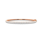 2 ctw Round Lab Grown Diamond Shared Prongs Bangle Bracelet - 7 Inches 14K Rose Gold, DE, VS1 | 2 1/10 ct Center