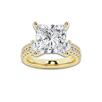 8.96 ctw Princess Lab-Grown Diamond Three Stone Double Row Engagement Ring in 14K Yellow Gold for Women | E Color, VS1 Clarity, IGI Certified 8.00 ct Center Diamond