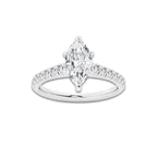 1.39 ctw Marquise Lab-Grown Diamond Pave Engagement Ring in 14K White Gold for Women | D Color, VVS1 Clarity, IGI Certified 1.00 ct Center Diamond