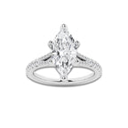7.66 ctw Marquise Lab-Grown Diamond Split Shank Side Stone Engagement Ring in 14K White Gold for Women | Colorless D, VVS1 Clarity, IGI Certified 7.00 ct Center Diamond