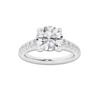 2.40 ctw Round Lab-Grown Diamond Pave Engagement Ring in 14K White Gold for Women | E Color, VS1 Clarity, IGI Certified 2.00 ct Center Diamond