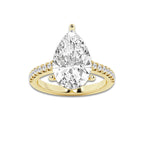 5.35 ctw Pear Lab-Grown Diamond Hidden Halo Side Stone Engagement Ring in 18K Yellow Gold for Women | Colorless D, VVS1 Clarity, IGI Certified 5.00 ct Center Diamond