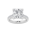 6.55 ctw Princess Lab-Grown Diamond Pave Engagement Ring in Platinum for Women | D Color, VVS1 Clarity, IGI Certified 6.00 ct Center Diamond