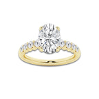 3.04 ctw Oval Lab-Grown Diamond Side Stone Engagement Ring in 14K Yellow Gold for Women | Colorless D, VVS1 Clarity, IGI Certified 2.50 Ct Center Diamond