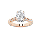 2.94 ctw Oval Lab-Grown Diamond Twisted Band Engagement Ring in 14K Rose Gold for Women | Colorless D, VVS1 Clarity, IGI Certified 2.50 ct Center Diamond