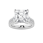 8.96 ctw Asscher Lab-Grown Diamond Three Stone Double Row Engagement Ring in 14K White Gold for Women | E Color, VS1 Clarity, IGI Certified 8.00 ct Center Diamond