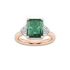 Marigold 10x8mm Radiant Cut Created Emerald and 5/8 ctw Lab Grown Diamond Three-Stone Engagement Ring 14K Rose Gold