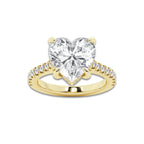 4.34 ctw Heart Lab-Grown Diamond Hidden Halo Side Stone Engagement Ring in 18K Yellow Gold for Women | Colorless E, VS1 Clarity, IGI Certified 4.00 ct Center Diamond