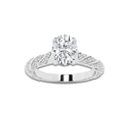 1.19 ctw Oval Lab-Grown Diamond Twisted Band Engagement Ring in 14K White Gold for Women | Colorless E, VS1 Clarity, IGI Certified 0.75 ct Center Diamond
