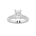 1.19 ctw Radiant Lab-Grown Diamond Twisted Band Engagement Ring in 14K White Gold for Women | Colorless E, VS1 Clarity, IGI Certified 0.75 ct Center Diamond