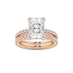 5.22 ctw Radiant Lab-Grown Diamond Double Row Diamond Engagement Ring in 14K Rose Gold for Women | Colorless E, VS1 Clarity, IGI Certified 4.00 ct Center Diamond
