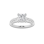 1.54 ctw Princess Lab-Grown Diamond Side Stone Engagement Ring in 14K White Gold for Women | Colorless D, VVS1 Clarity, IGI Certified 1.00 Ct Center Diamond