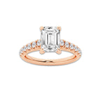 1.91 ctw Emerald Lab-Grown Diamond Pave Engagement Ring in 14K Rose Gold for Women | D Color, VVS1 Clarity, IGI Certified 1.50 ct Center Diamond