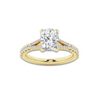 1.33 ctw Elongated Cushion Lab-Grown Diamond Split Shank Side Stone Engagement Ring in 14K Yellow Gold for Women | Colorless D, VVS1 Clarity, IGI Certified 1.00 ct Center Diamond