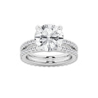 6.22 ctw Round Lab-Grown Diamond Double Row Diamond Engagement Ring in Platinum for Women | Colorless D, VVS1 Clarity, IGI Certified 5.00 ct Center Diamond
