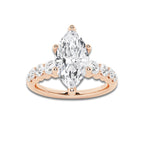 2.54 ctw Marquise Lab-Grown Diamond Side Stone Engagement Ring in 14K Rose Gold for Women | Colorless E, VS1 Clarity, IGI Certified 2.00 Ct Center Diamond