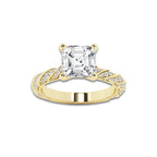 4.42 ctw Asscher Lab-Grown Diamond Twisted Band Engagement Ring in 14K Yellow Gold for Women | Colorless E, VS1 Clarity, IGI Certified 4.00 ct Center Diamond