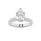 6.42 ctw Pear Lab-Grown Diamond Twisted Band Engagement Ring in Platinum for Women | Colorless D, VVS1 Clarity, IGI Certified 6.00 ct Center Diamond