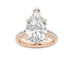 7.55 ctw Pear Lab-Grown Diamond Pave Engagement Ring in 14K Rose Gold for Women | D Color, VVS1 Clarity, IGI Certified 7.00 ct Center Diamond