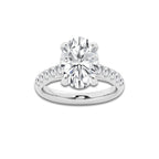 4.43 ctw Oval Lab-Grown Diamond Pave Engagement Ring in 14K White Gold for Women | D Color, VVS1 Clarity, IGI Certified 4.00 ct Center Diamond