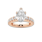 3.00 ctw Pear Lab-Grown Diamond Split-Prong Set Side Stone Engagement Ring in 14K Rose Gold for Women | Colorless D, VVS1 Clarity, IGI Certified 2.00 ct Center Diamond