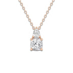 1 ctw Toi Et Moi Cushion and Pear Pendant with Adjustable Chain 14K Rose Gold, DE, VS1