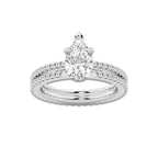 2.19 ctw Pear Lab-Grown Diamond Double Row Diamond Engagement Ring in Platinum for Women | Colorless E, VS1 Clarity, IGI Certified 1.50 ct Center Diamond