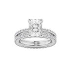 3.39 ctw Radiant Lab-Grown Diamond Double Row Diamond Engagement Ring in Platinum for Women | Colorless D, VVS1 Clarity, IGI Certified 2.50 ct Center Diamond