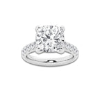 6.55 ctw Cushion Lab-Grown Diamond Pave Engagement Ring in 14K White Gold for Women | D Color, VVS1 Clarity, IGI Certified 6.00 ct Center Diamond