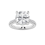 5.28 ctw Round Lab-Grown Diamond Hidden Halo Side Stone Engagement Ring in 18K White Gold for Women | Colorless E, VS1 Clarity, IGI Certified 5.00 ct Center Diamond