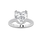 4 1/2 ctw Heart Lab Grown Diamond Double Prong Hidden Halo Engagement Ring Platinum, E, VS1 | 4 ct Center