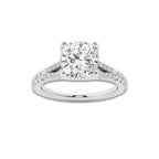 1.83 ctw Cushion Lab-Grown Diamond Split Shank Side Stone Engagement Ring in 14K White Gold for Women | Colorless E, VS1 Clarity, IGI Certified 1.50 ct Center Diamond