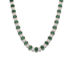 7.5x5.2 mm Oval Cut Created Emerald and 10 ctw Oval Lab Grown Diamond Graduated Necklace 14K Rose Gold