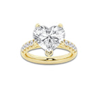 5.43 ctw Heart Lab-Grown Diamond Pave Engagement Ring in 14K Yellow Gold for Women | D Color, VVS1 Clarity, IGI Certified 5.00 ct Center Diamond