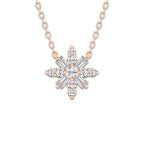 1/3 ctw Round Lab Grown Diamond Snowflake Pendant with Adjustable Chain 14K Rose Gold, DE, VS1 | 0.06 ct Center