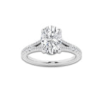 2.83 ctw Oval Lab-Grown Diamond Split Shank Side Stone Engagement Ring in 14K White Gold for Women | Colorless E, VS1 Clarity, IGI Certified 2.50 ct Center Diamond