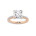 3 3/8 ctw Asscher Lab Grown Diamond Side Stone Engagement Ring 14K Rose Gold, D, VVS | IGI Certified, 3 ct Center