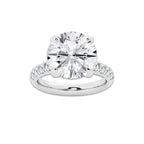 8 1/2 ctw Round Lab Grown Diamond French Pave Engagement Ring Platinum, D, VVS | 8 ct Center