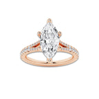 7.66 ctw Marquise Lab-Grown Diamond Split Shank Side Stone Engagement Ring in 14K Rose Gold for Women | Colorless D, VVS1 Clarity, IGI Certified 7.00 ct Center Diamond