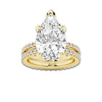 9.22 ctw Pear Lab-Grown Diamond Double Row Diamond Engagement Ring in 14K Yellow Gold for Women | Colorless D, VVS1 Clarity, IGI Certified 8.00 ct Center Diamond