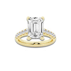 5.43 ctw Emerald Lab-Grown Diamond Pave Engagement Ring in 14K Yellow Gold for Women | D Color, VVS1 Clarity, IGI Certified 5.00 ct Center Diamond