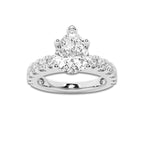 3.00 ctw Pear Lab-Grown Diamond Split-Prong Set Side Stone Engagement Ring in 14K White Gold for Women | Colorless D, VVS1 Clarity, IGI Certified 2.00 ct Center Diamond