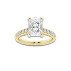 3.40 ctw Radiant Lab-Grown Diamond Pave Engagement Ring in 14K Yellow Gold for Women | D Color, VVS1 Clarity, IGI Certified 3.00 ct Center Diamond