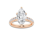 3.93 ctw Marquise Lab-Grown Diamond Pave Engagement Ring in 14K Rose Gold for Women | D Color, VVS1 Clarity, IGI Certified 3.50 ct Center Diamond